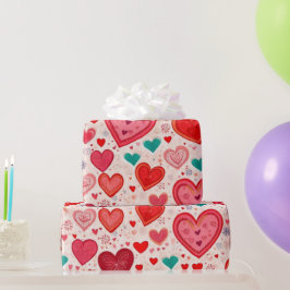 Valentijnsdag harten inpakpapier