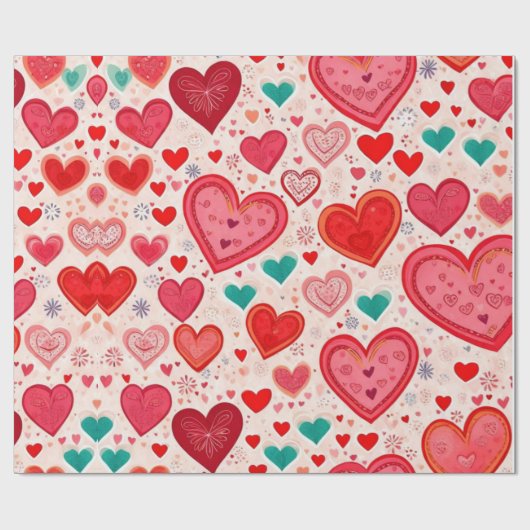 Valentijnsdag harten inpakpapier (Vlak)