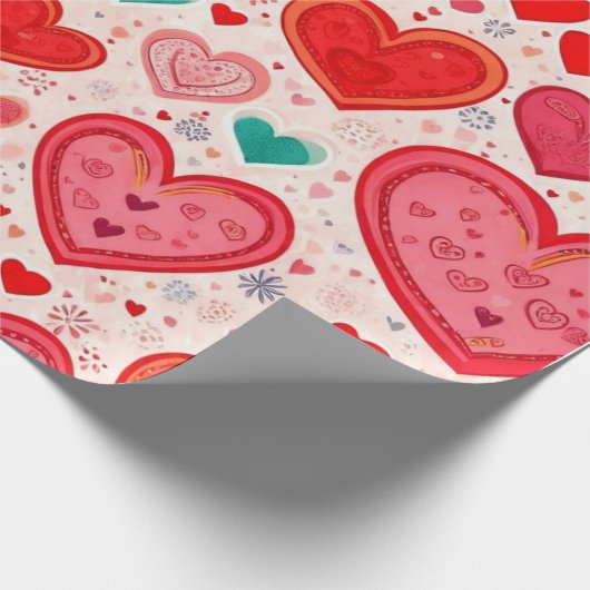 Valentijnsdag harten inpakpapier (Hoek)