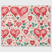 Valentijnsdag harten inpakpapier (Vlak)