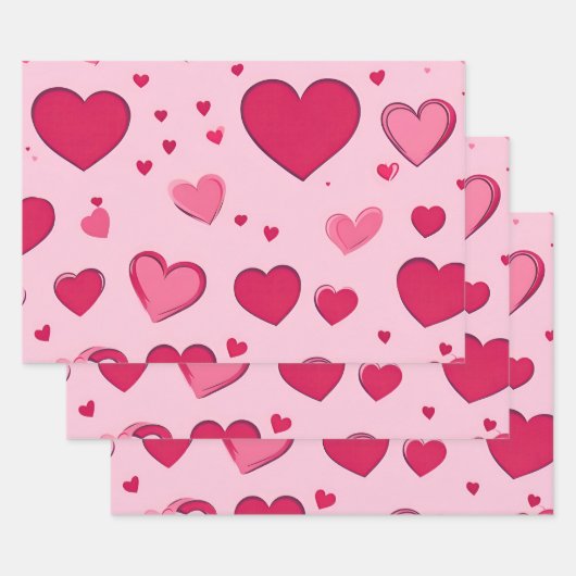Valentijnsdag Harten Inpakpapier 01 Vel (Set)