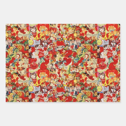 Valentijnsdag Harten  Kaarten 3  Inpakpapier Vel (Voorkant)