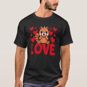 Valentijnsdag Harten Liefde Rode Panda Dieren Vrou T-shirt