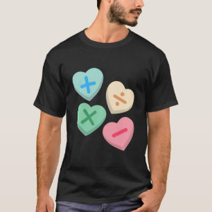 Valentijnsdag harten met Wiskunde symbolen T-shirt