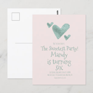 Valentijnsdag Harten Metaalachtige Waterverf Verja Briefkaart