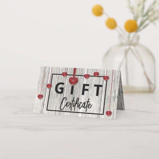 Valentijnsdag Harten Moderne Rustic Wood Cadeaukaa Plaatskaartje (Voorkant)