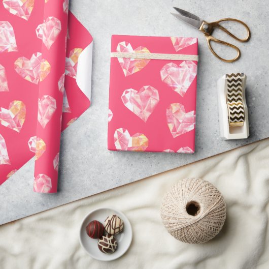 Valentijnsdag Harten op donkerroze basis Cadeaupapier (Crafts)