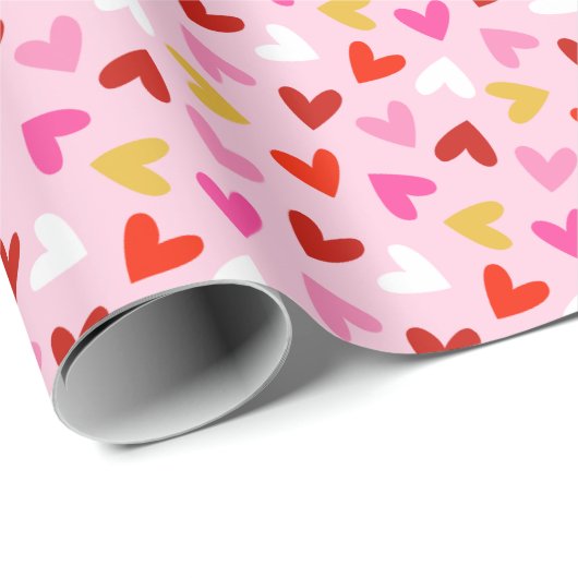 Valentijnsdag Harten op lichtroze Cadeaupapier (Rol Hoek)