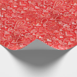 Valentijnsdag Harten op rood Cadeaupapier