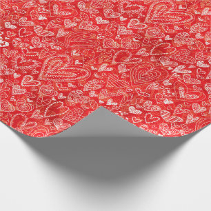 Valentijnsdag Harten op rood Cadeaupapier