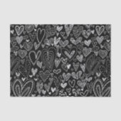 Valentijnsdag Harten op zwart Tissuepapier (Voorkant)