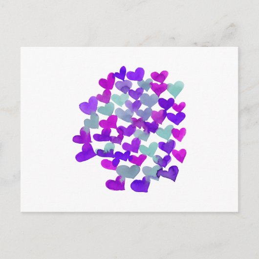 Valentijnsdag harten - paars en aqua briefkaart (Voorkant)