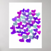 Valentijnsdag harten - paars en aqua poster (Voorkant)
