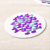 Valentijnsdag harten - paars en aqua ronde kartonnen onderzetter (Gebogen)