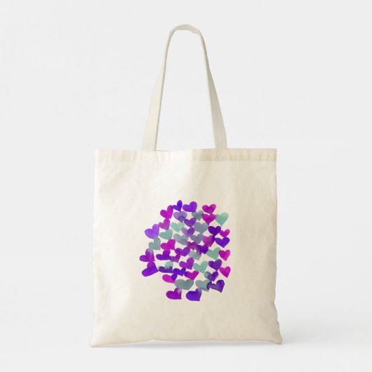 Valentijnsdag harten - paars en aqua tote bag (Achterkant)