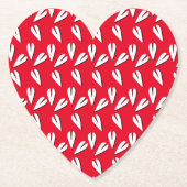 Valentijnsdag Harten Patroon Rood Zwart wit Kartonnen Onderzetters (Voorkant)