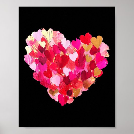 Valentijnsdag Harten Penseelstreek Olieverf Schild Poster (Voorkant)