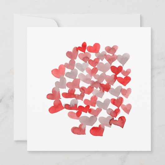 Valentijnsdag harten - rood en grijs feestdagenkaart (Voorkant)