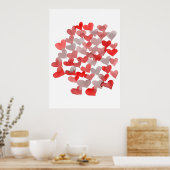 Valentijnsdag harten - rood en grijs poster (Keuken)