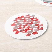 Valentijnsdag harten - rood en grijs ronde kartonnen onderzetter (Gebogen)