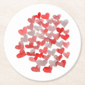 Valentijnsdag harten - rood en grijs ronde kartonnen onderzetter (Voorkant)