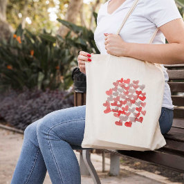 Valentijnsdag harten - rood en grijs tote bag