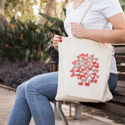 Valentijnsdag harten - rood en grijs tote bag