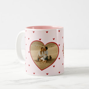 Valentijnsdag Harten Rood Roze Foto Tweekleurige Koffiemok