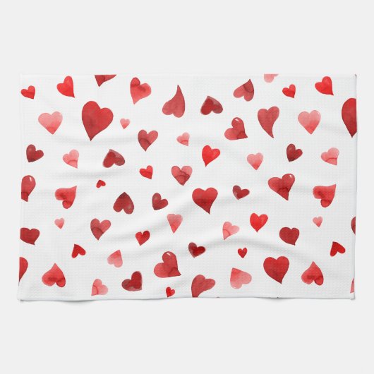 Valentijnsdag harten - rood theedoek (Horizontaal)