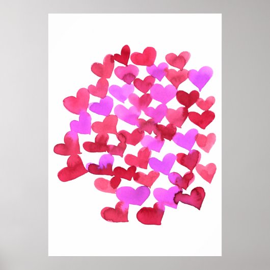 Valentijnsdag harten - roze en magenta poster (Voorkant)