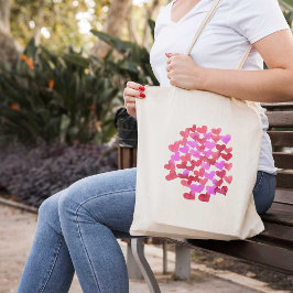 Valentijnsdag harten - roze en magenta tote bag