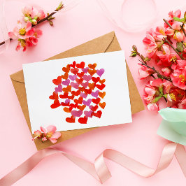 Valentijnsdag harten - roze en oranje briefkaart