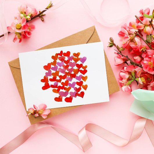Valentijnsdag harten - roze en oranje briefkaart