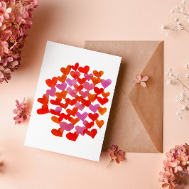 Valentijnsdag harten - roze en oranje kaart