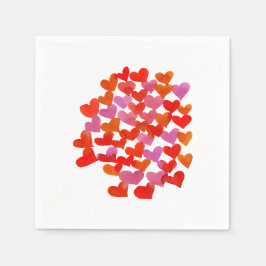 Valentijnsdag harten - roze en oranje servet