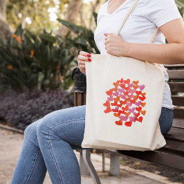 Valentijnsdag harten - roze en oranje tote bag