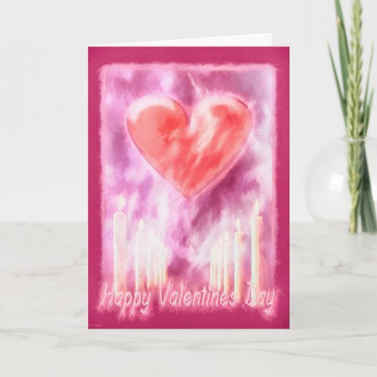 Valentijnsdag HARTEN ROZEN EN KAARSEN Kaart (Voorkant)