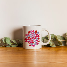 Valentijnsdag harten - violet en viva magenta koffiemok
