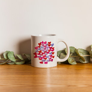 Valentijnsdag harten - violet en viva magenta koffiemok