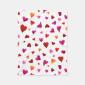 Valentijnsdag harten - viva magenta en oranje fleece deken (Voorkant)