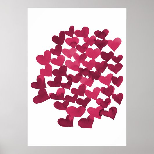 Valentijnsdag harten - viva magenta poster (Voorkant)