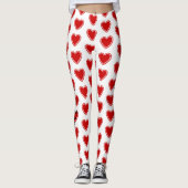 Valentijnsdag Harten Witte Leggings Yoga Pants (Voorkant)