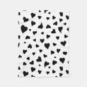 Valentijnsdag harten - zwart en wit fleece deken (Voorkant)