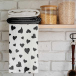 Valentijnsdag harten - zwart en wit theedoek<br><div class="desc">Valentijnsdag Hearts - zwart-wit keukenhanddoek</div>