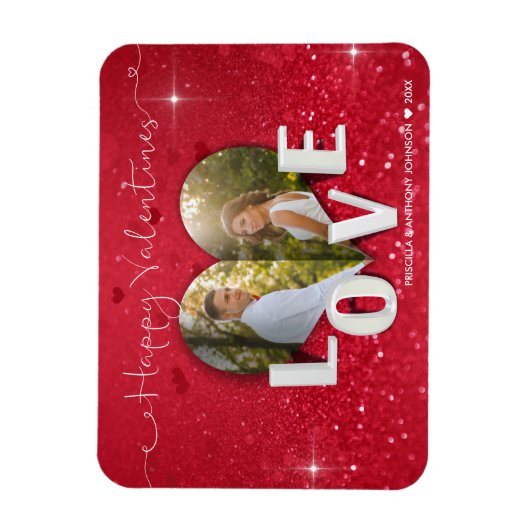 Valentijnsdag Hartfoto Glitter - Foto Magnet Magneet (Verticaal)
