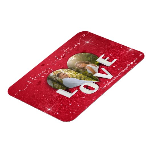 Valentijnsdag Hartfoto Glitter - Foto Magnet Magneet (Linkerzijde)