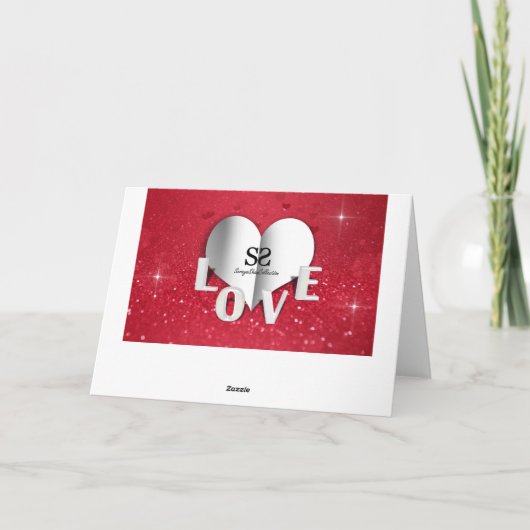 Valentijnsdag Hartfoto Glitter Wenskaart Feestdagen Kaart (Achterkant)