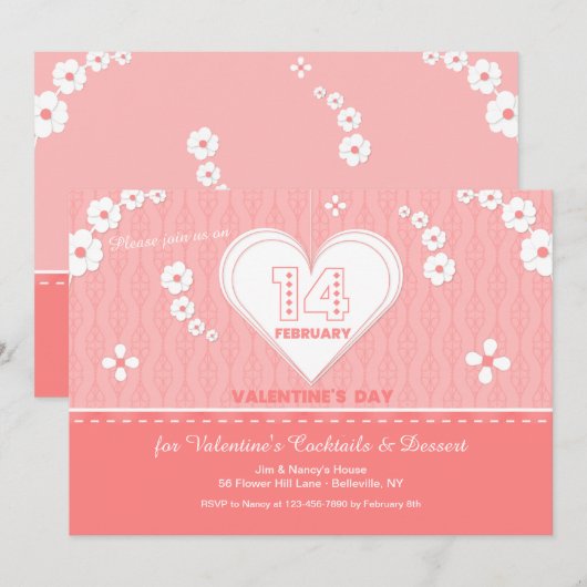 Valentijnsdag hartinvocatie kaart (Voorkant / Achterkant)