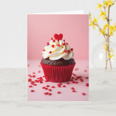 Valentijnsdag Hartjes Cupcake Kaart (Gele Bloem)