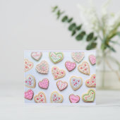 Valentijnsdag hartkoekjes briefkaart (Staand voorkant)
